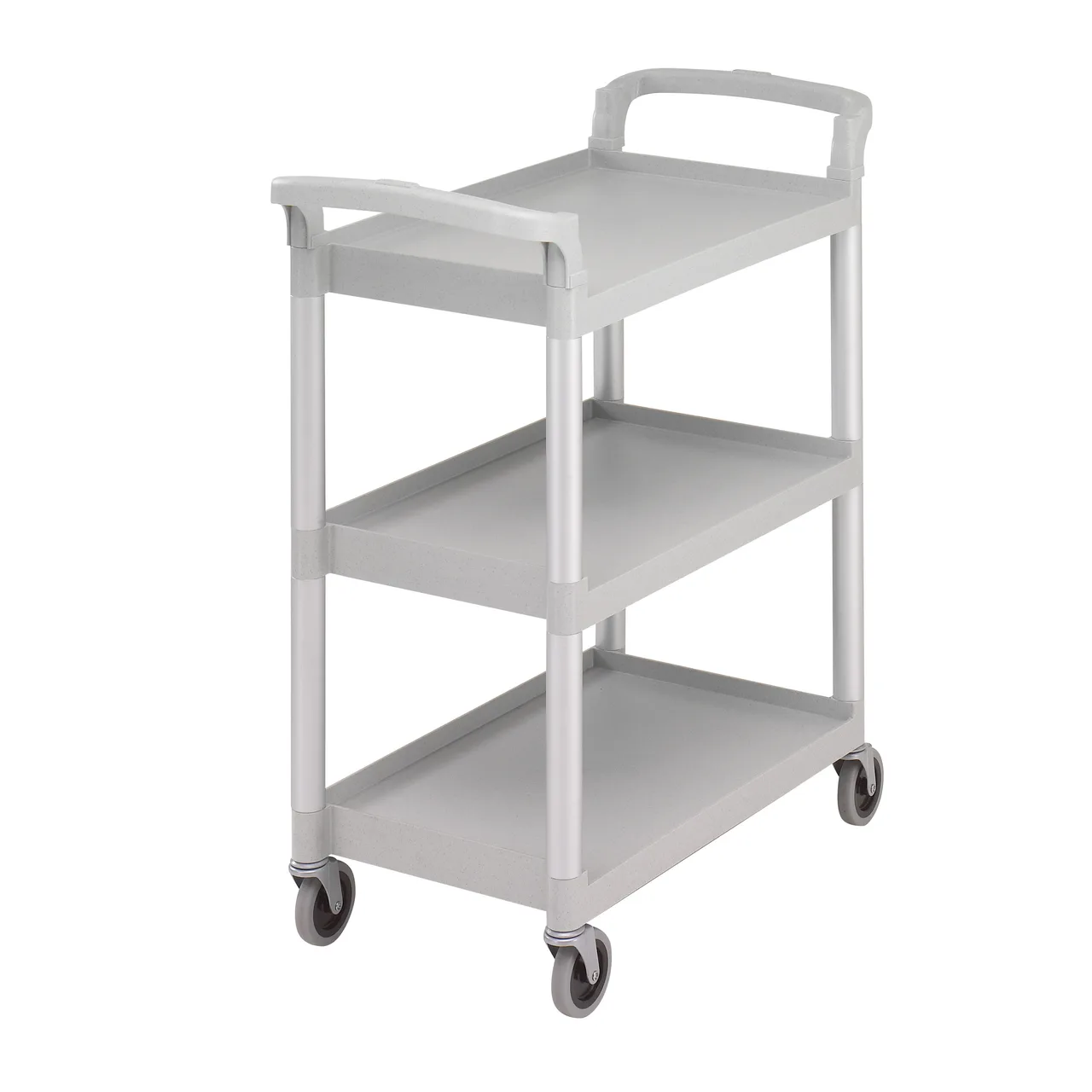 Cambro BC331KD480 Speckled Gray Polyethylene 3-Shelf Service Cart w/ 300 lb Capacity