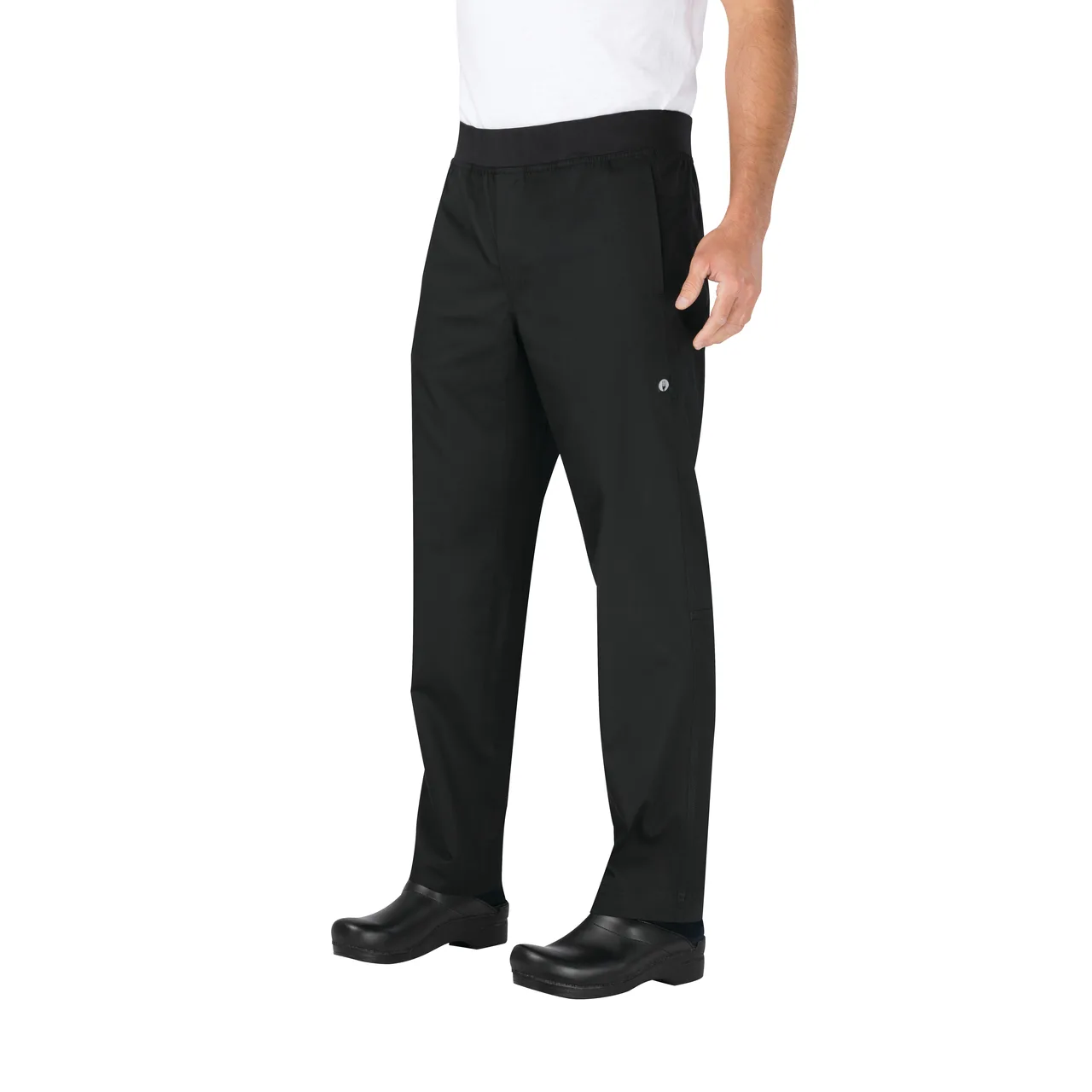 Chef Works PBN01-BLK-S Chef Pants, Small Black, 65/35 PolyCotton, Waistband, Zipper Fly, Pockets