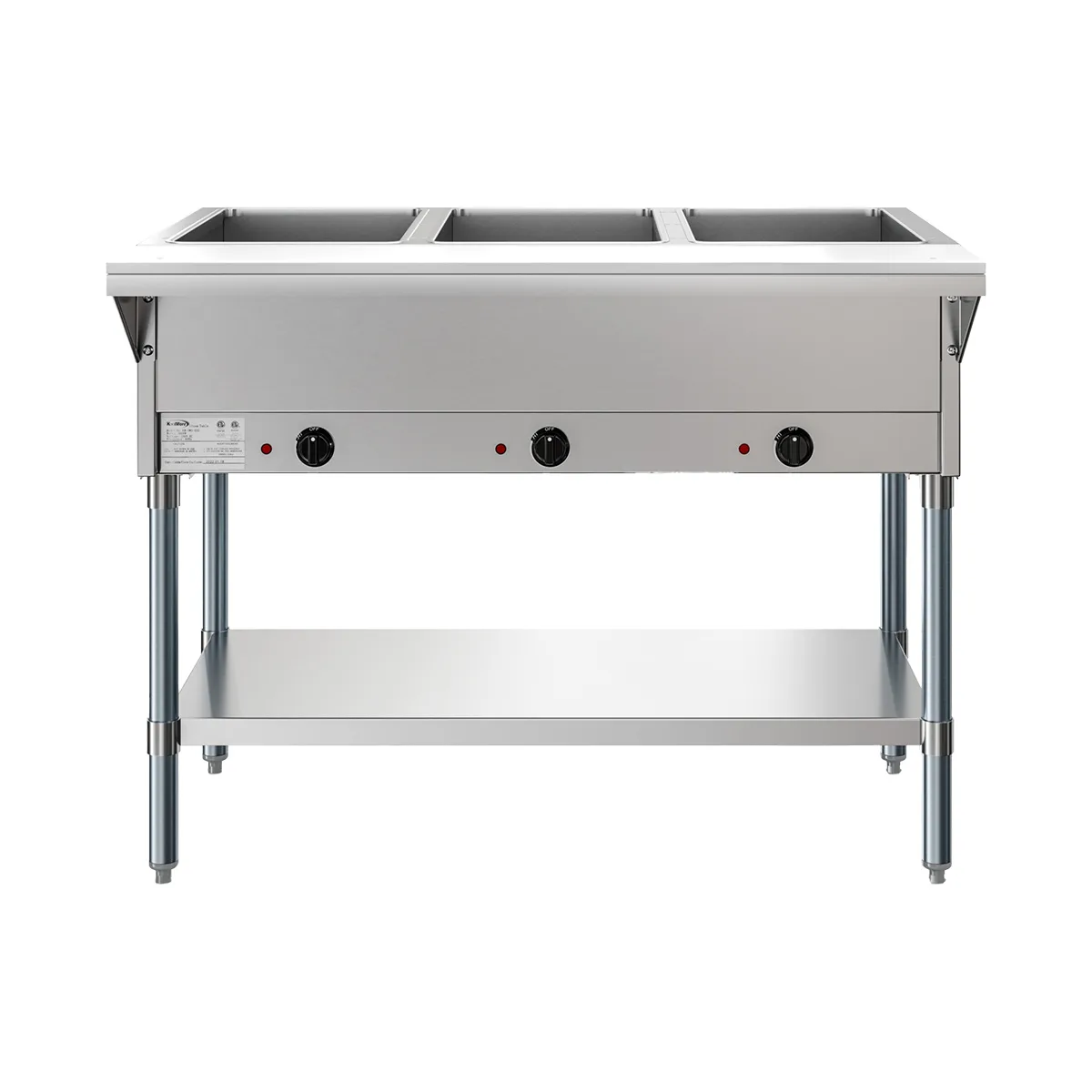 Koolmore KM-OWS-3 44" Electric Steam Table with Undershelf, (3) Open Wells