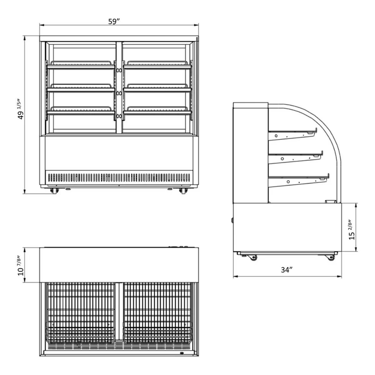 Hurakan HKN-BCCG59 59" Refrigerated Bakery Display Case