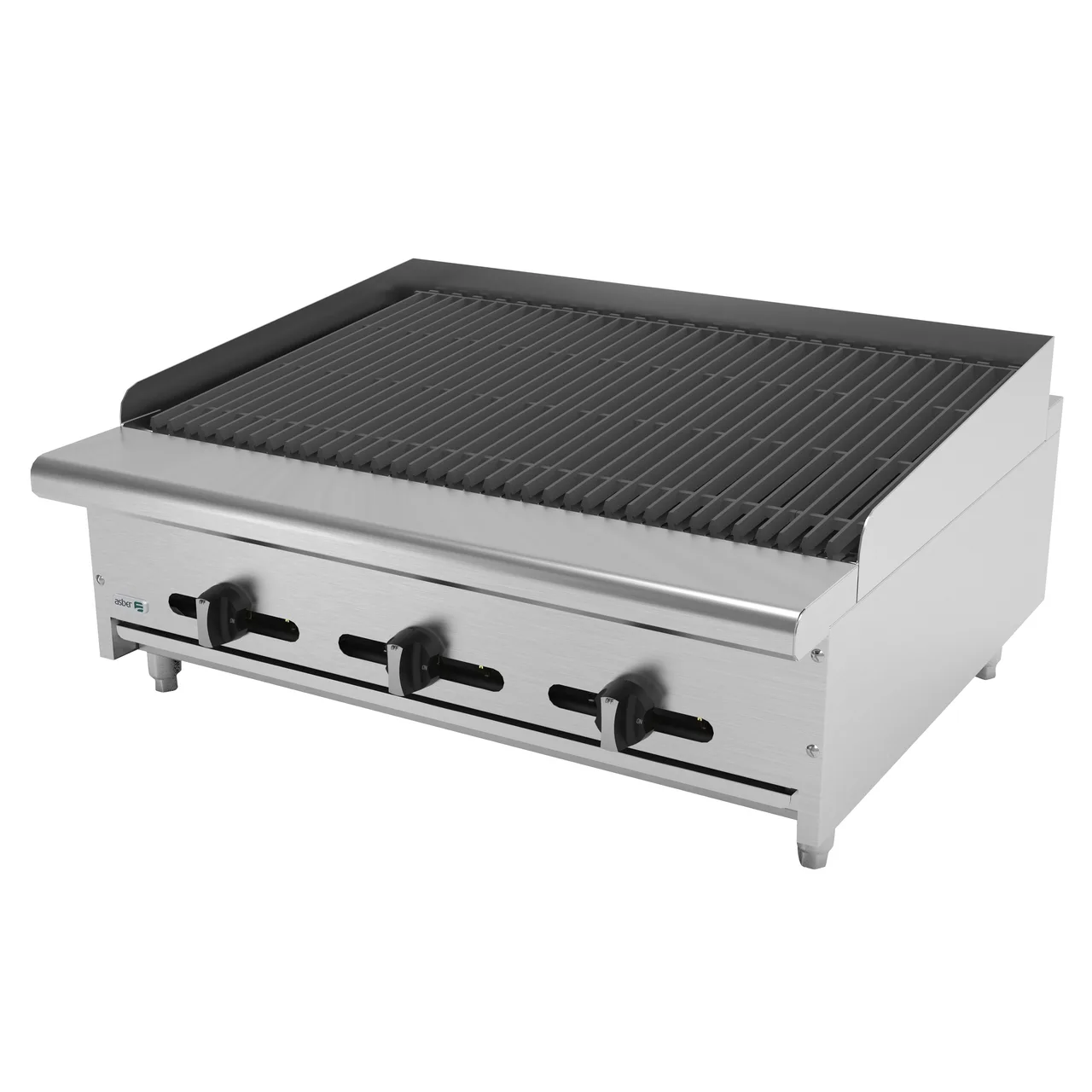 Asber AECRB-36 36" Countertop Gas Lava Rock Charbroiler w/ (3) Burners, 72.000 BTU