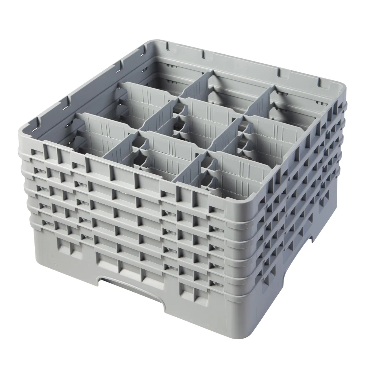 Cambro 9S958151 Camrack Glass Rack, Full Size, Soft Gray, 19-3/4 x 19-3/4 x 12-1/8, 9 Compartments, 5-7/8 Max Dia, HACCP Compliant, NSF