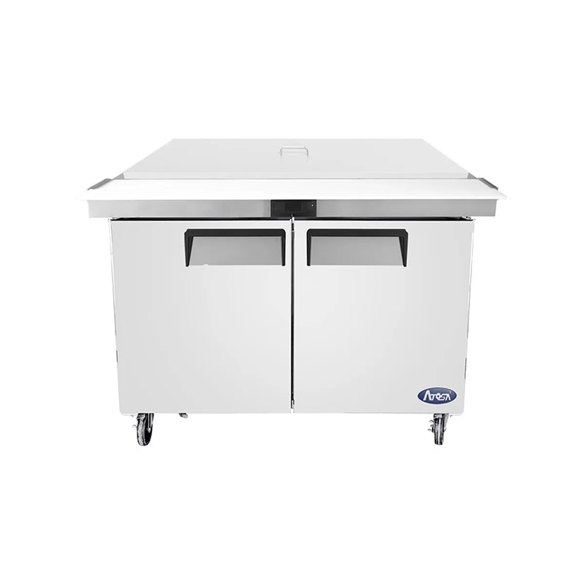 Atosa USA MSF8306GR-NTCV 48" 2-Door Mega Top Sandwich and Salad Prep Table, 18 Pans, Stainless Steel