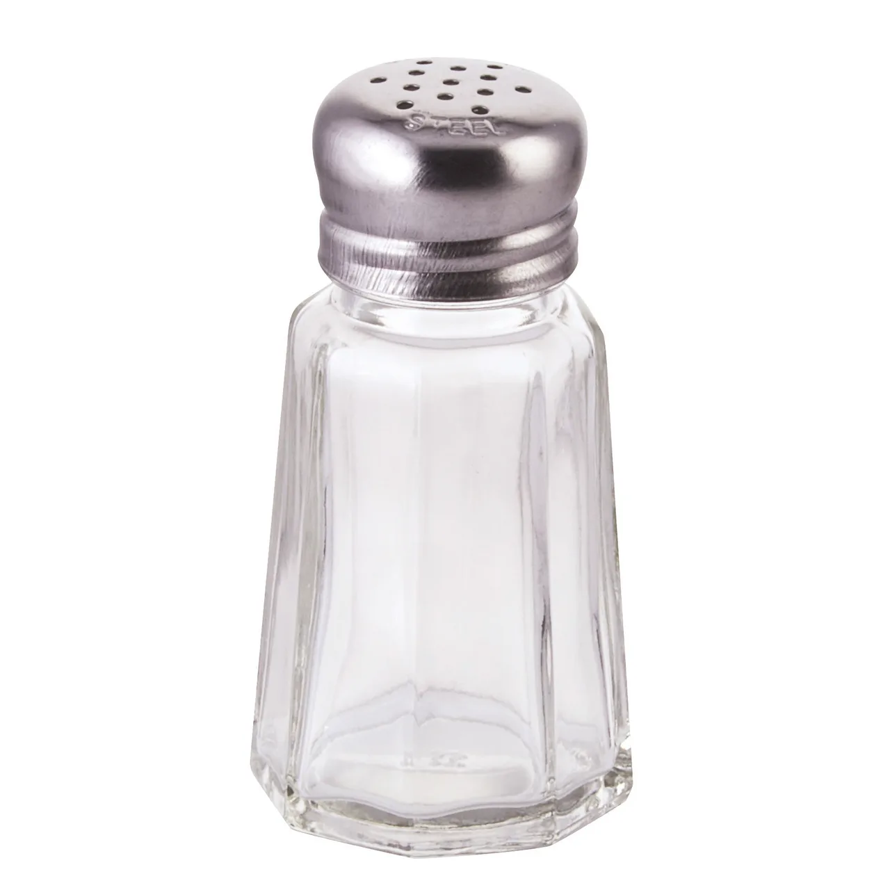 Winco G-105 Glass Salt & Pepper Shaker, 1 oz, 18/0 Stainless Mushroom Top, Glass Jar - 1 Dozen