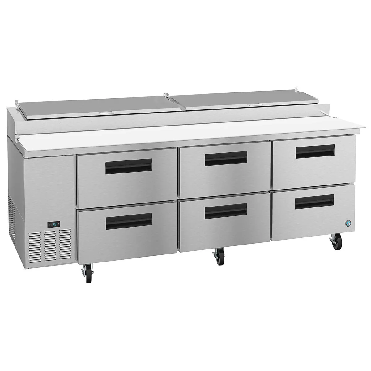 Hoshizaki PR93A-D6 93" 3-Section Refrigerated Pizza Prep Table w/ 6 Drawers, 30 cu. ft.