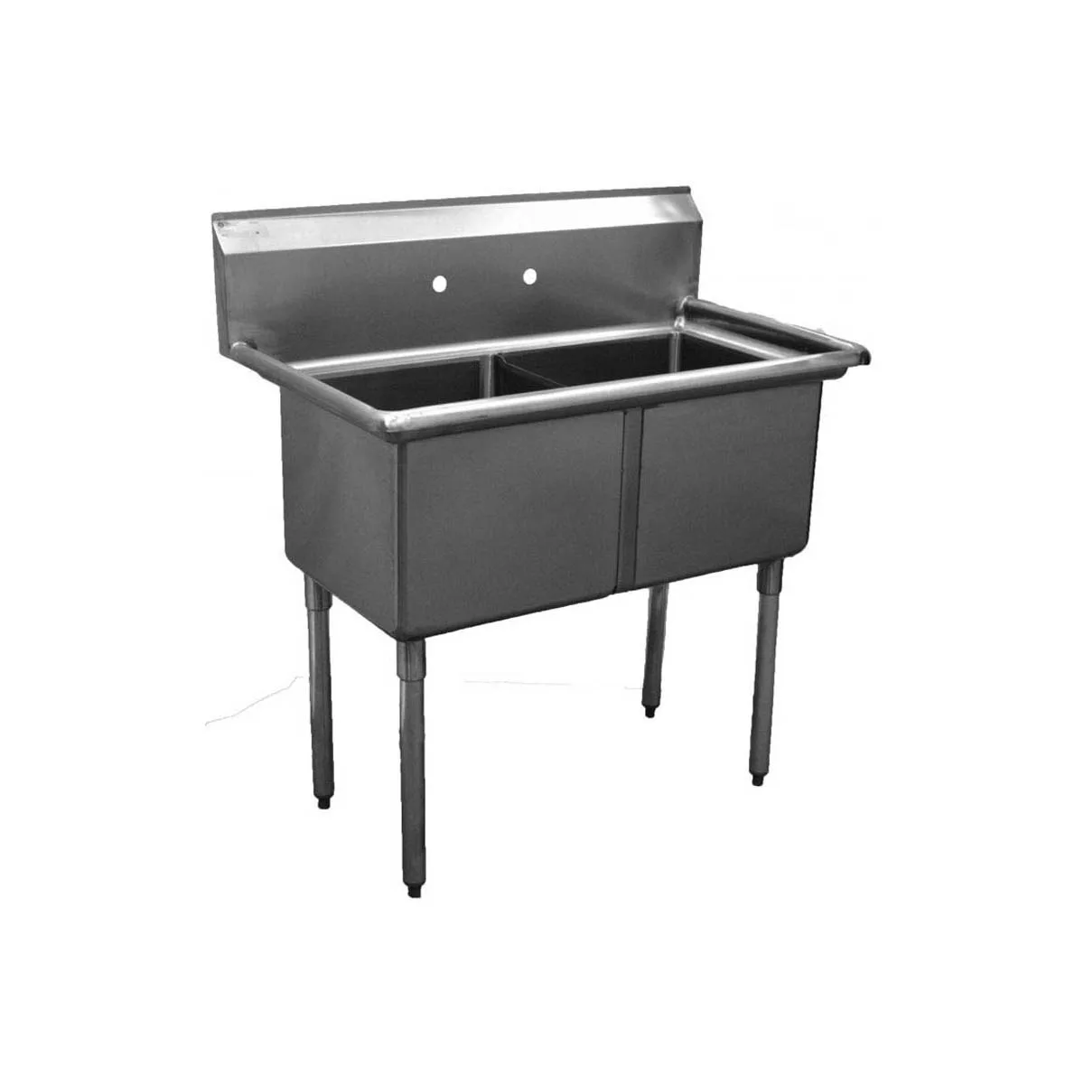 Serv-Ware D2CWP1620 37" Two Compartment Sink, 16"W x 20"L Bowl Without Drainboard