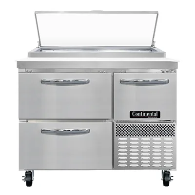 Continental Refrigerator PA43N-D 43" Pizza Prep Table w/ 2 Drawers & 1 Half Door, 12 cu. ft.