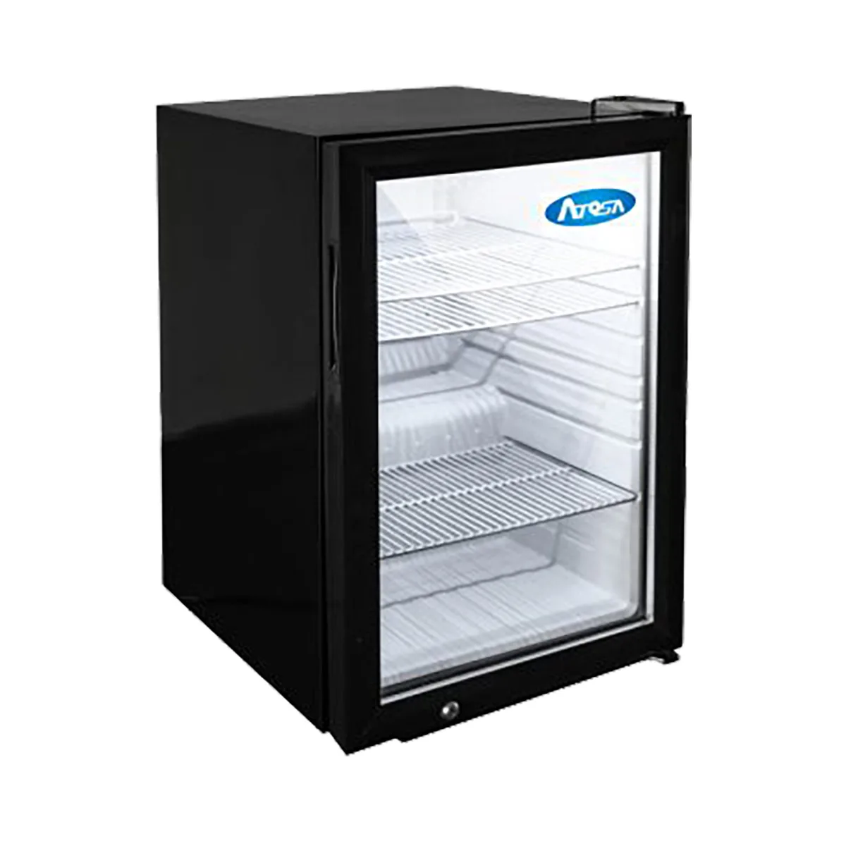 Atosa USA CTD-3 17" Countertop Merchandiser Refrigerator in Black, One Glass Door with Lock, 1/10 hp, 2.4 cu. ft.