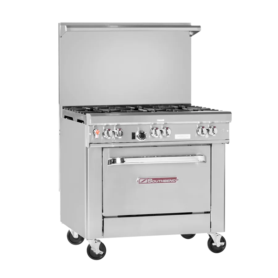 Southbend 4361D-1GR 36" Gas Restaurant Range w/ (4) Open Burners, 12" Griddle, (1) Standard Oven,195.000 BTU