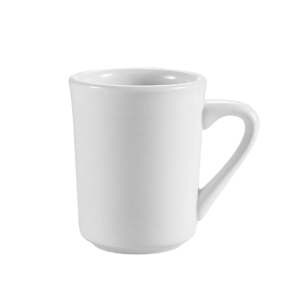 CAC China HMY-17 Harmony Mug, 8‑Ounce Porcelain, Super White, Embossed, Dishwasher Safe - 1 Dozen