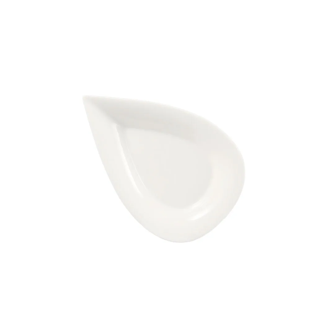 CACChina DOT-8 Plate, 8"L x 5-1/4"W x 1"H, Teardrop, Porcelain, Super White, Dishwasher Safe - Dozen