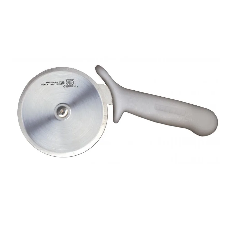 Omcan USA 12815 Pizza Cutter – 4" White Plastic R‑Style Handle, Stainless Steel Wheel, Cutlery
