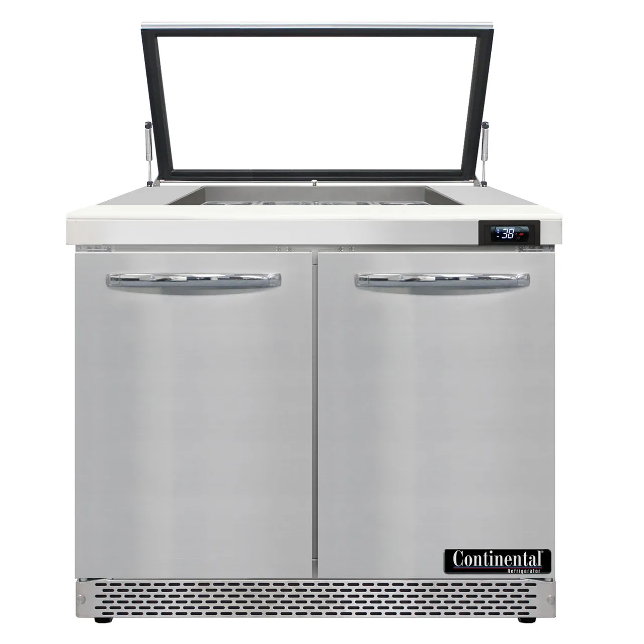 Continental Refrigerator SW36N12M-HGL-FB 36" Mega Top Sandwich Prep Table w/ 2 Doors, 12 pans