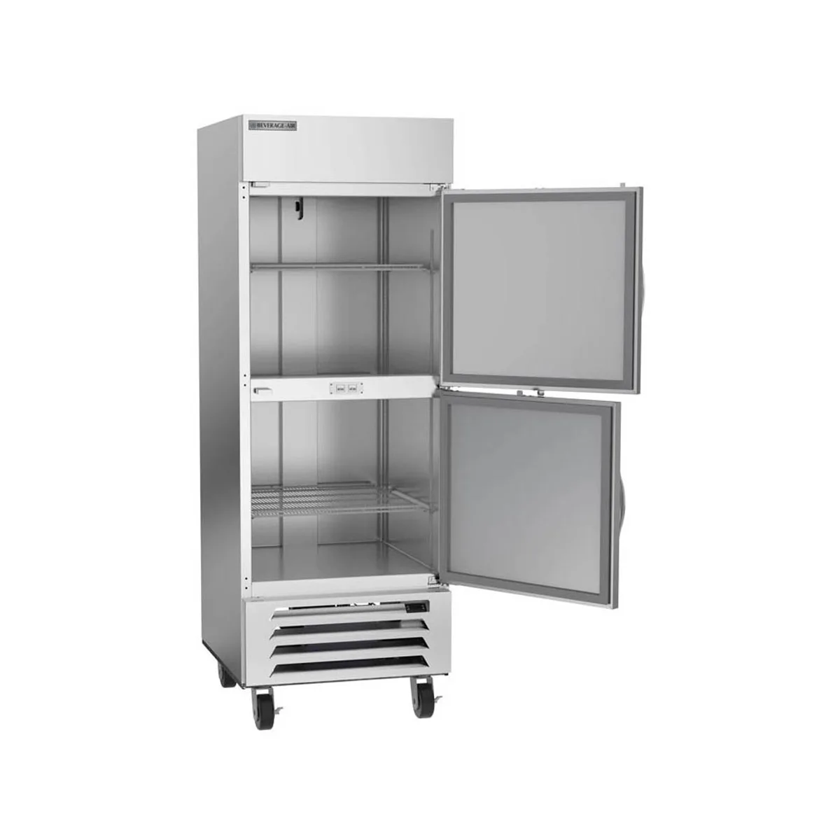 Beverage Air HBF27HC-1-HS 30" 2-Half Solid Door Reach-In Freezer, Bottom Mounted, 25.97 cu. ft., Stainless Steel