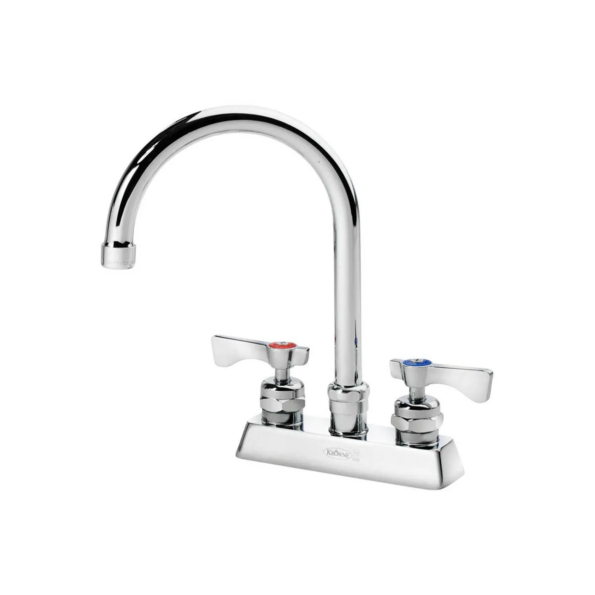Krowne 15-301L Royal Series Low Lead Deck Mount Faucet w/ 4" Centers, 6" Gooseneck Spout