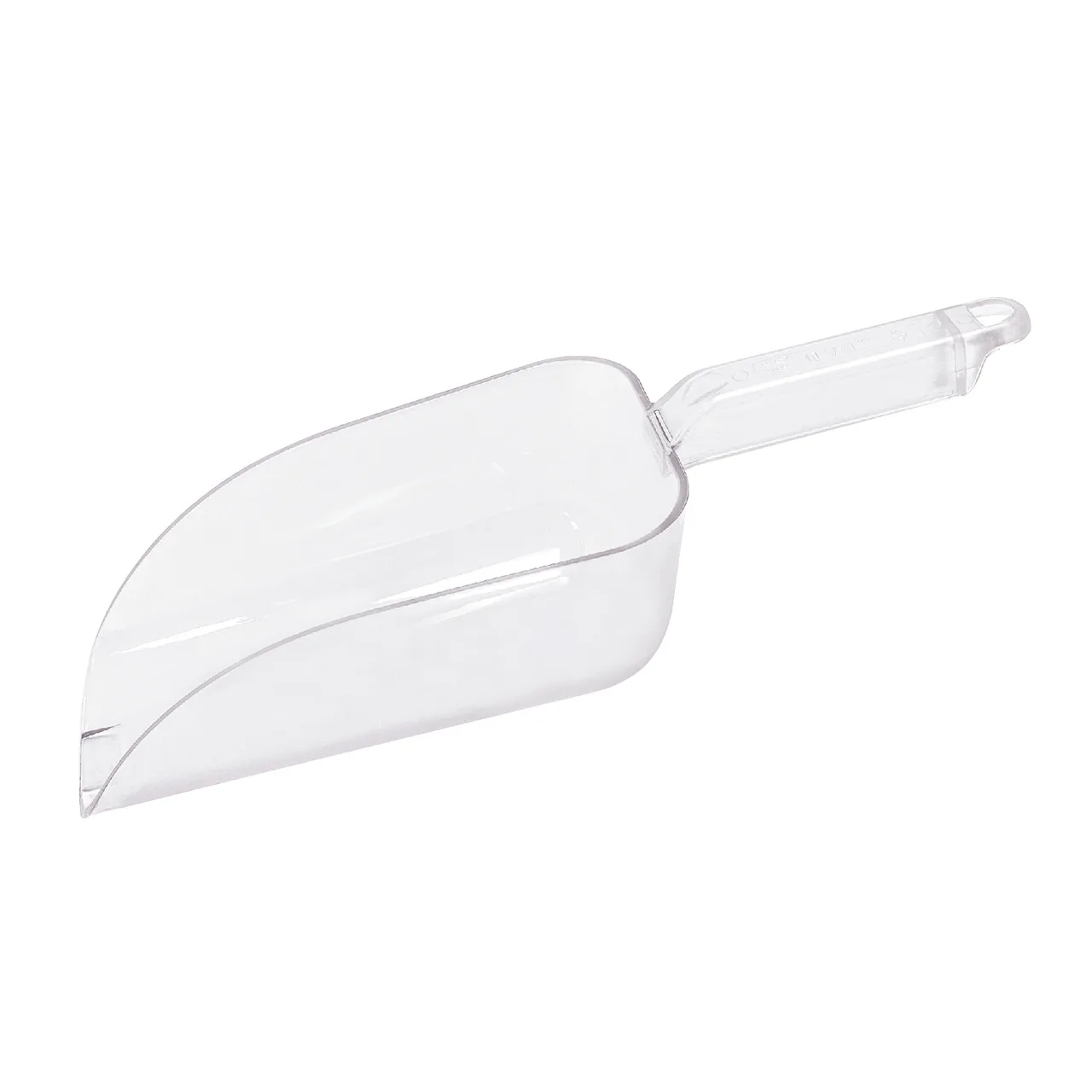 CAC China SCPP-32 Clear Polycarbonate Kitchen Ice Scoop, 32 oz Capacity, Flat Bottom Design