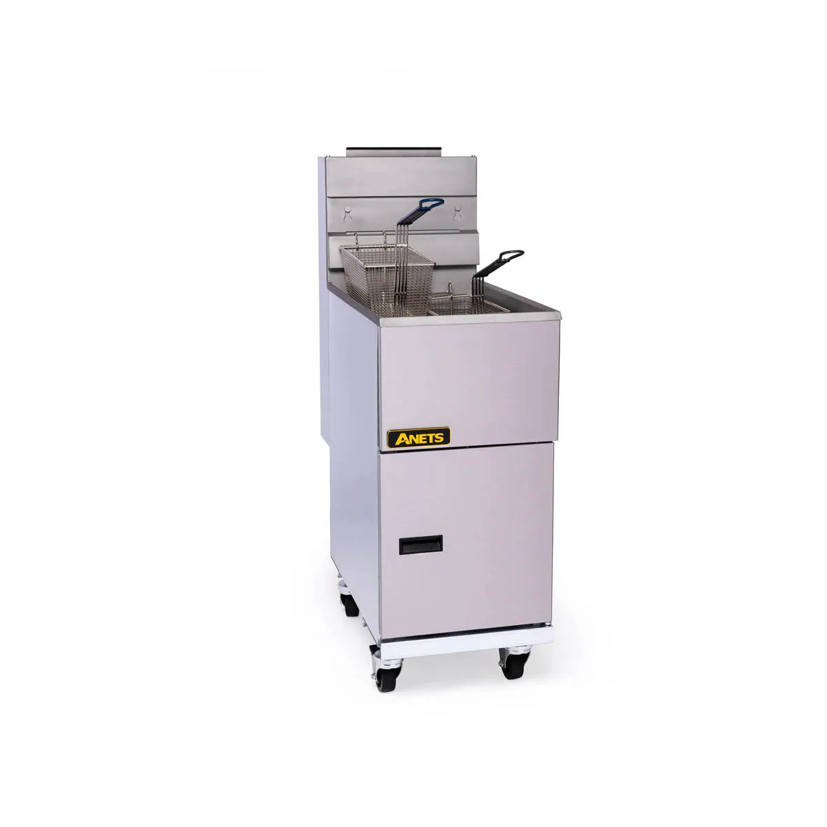 ANETS 40AV 15" Full Pot Floor Model Gas Fryer w/ 35 lbs Capacity, 2 Twin Baskets, Millivolt Control