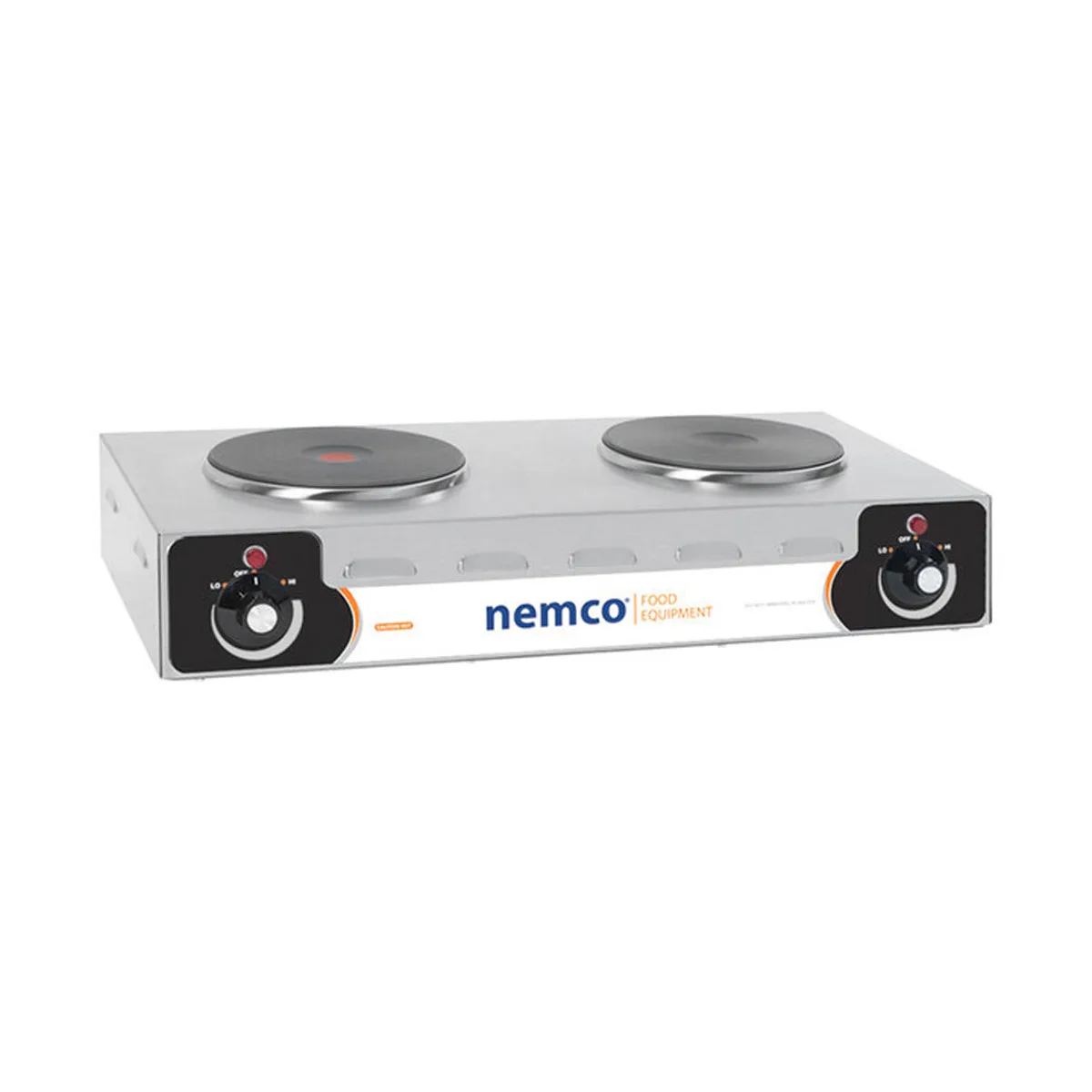 Nemco 6310-2 24 1/8" Electric Countertop Hotplate w/ (2) Solid Burners, Horizontal Design, Manual Controls, 2.0 kW, 120v
