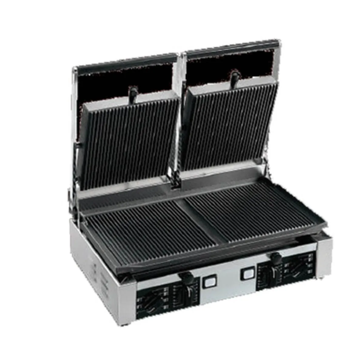 Univex PPRESS2RF Double Cast Iron Panini Press Grill w/ 20" x 10" Grooved & Smooth Plates, 220V