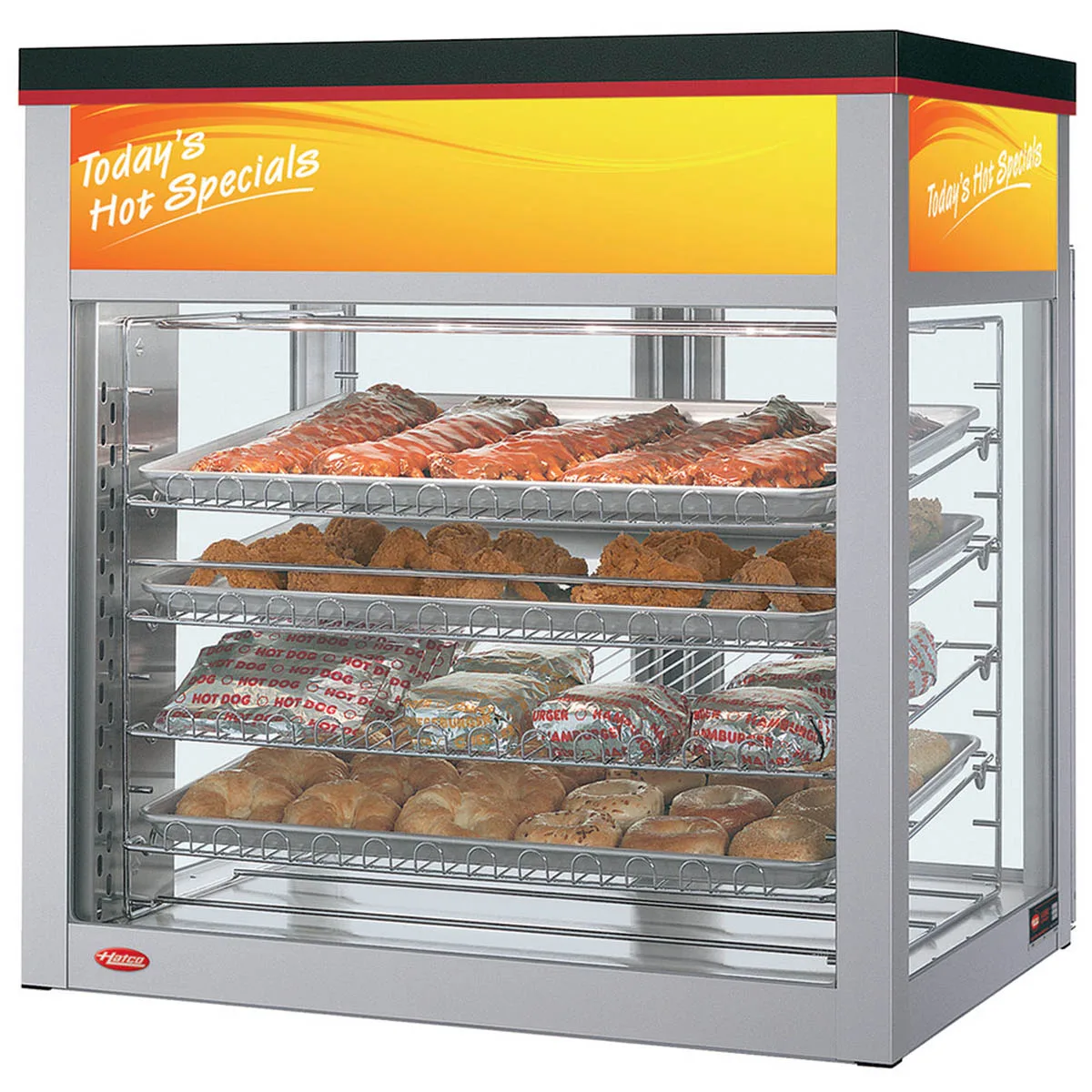 Hatco WFST-1X 32" Countertop Hot Food Display Case, Full_service, 4 Intermediate Racks, 2 Doors
