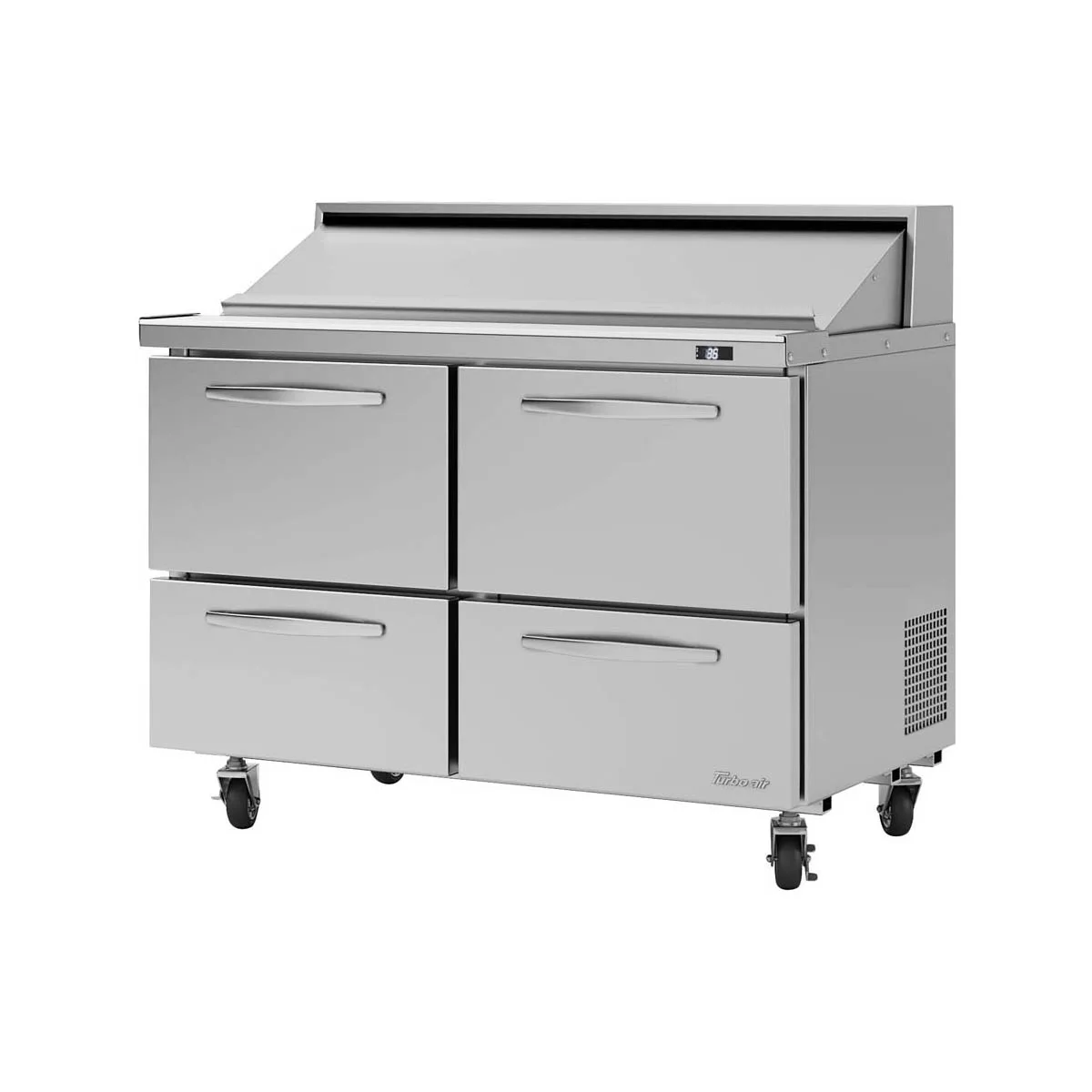 Turbo Air PST-48-D4-N 48" Two Section Sandwich / Salad Prep Table w/ 2 Drawers, 12 Pans