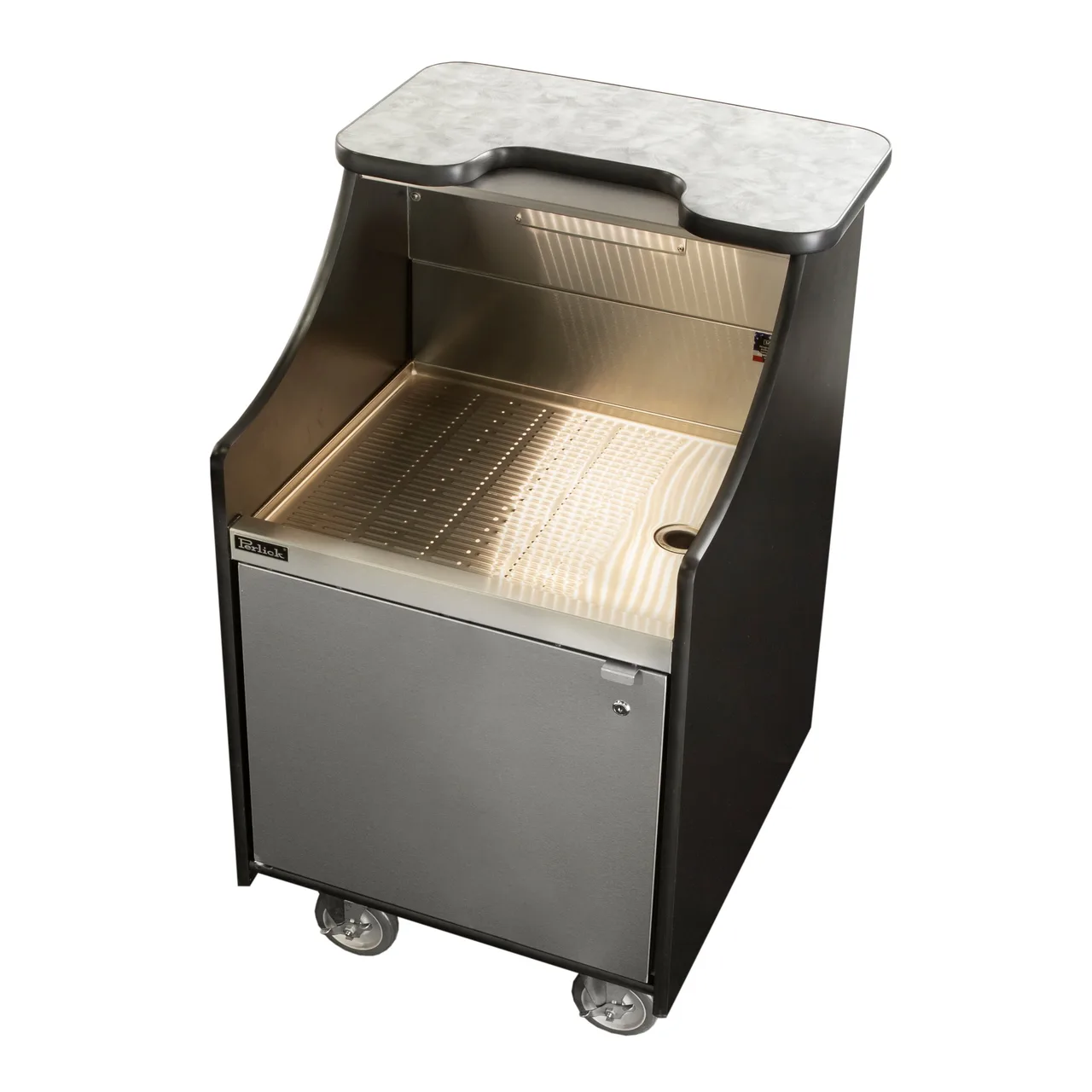 Perlick MOBS-24DSC Mobile Bar 24" Stainless Steel Lockable Storage Cabinet With Drainboard