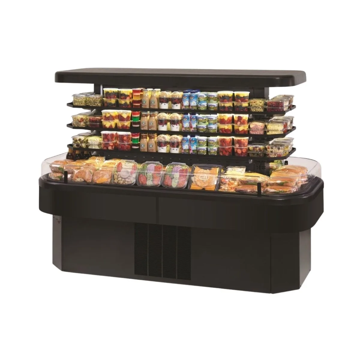 Federal Industries EIMSS60SC-3 60" Refrigerated Self-Serve Island Merchandiser in Black, 3 Shelves