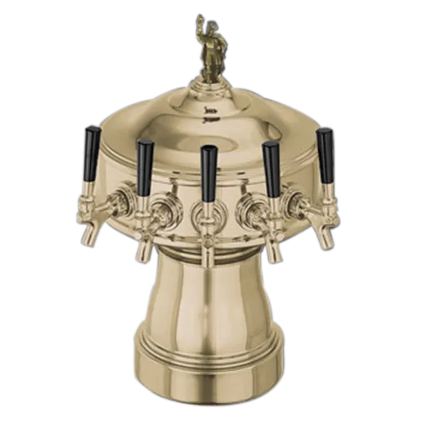 Perlick 4005D3BTF Gambrinus Draft Beer Dispensing Tower, Tarnish-Free Brass, 6 Faucets