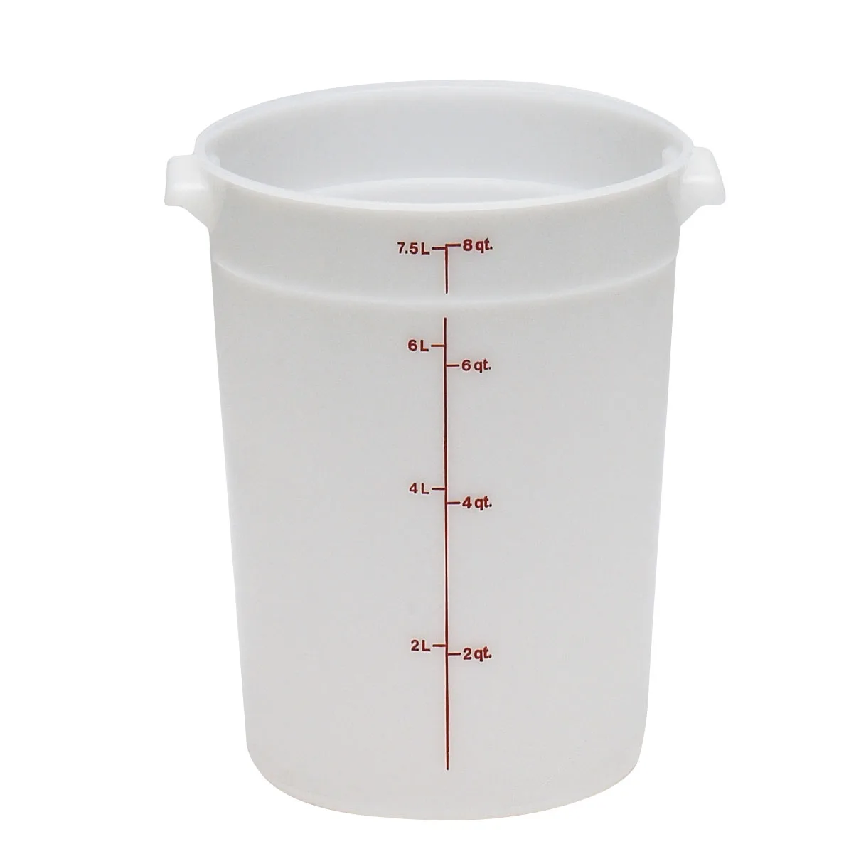 Cambro RFS8148 Round Container, 8 Qt (7‑12 Qt), 9‑15/16" Dia x 10‑7/8" H, White Polyethylene
