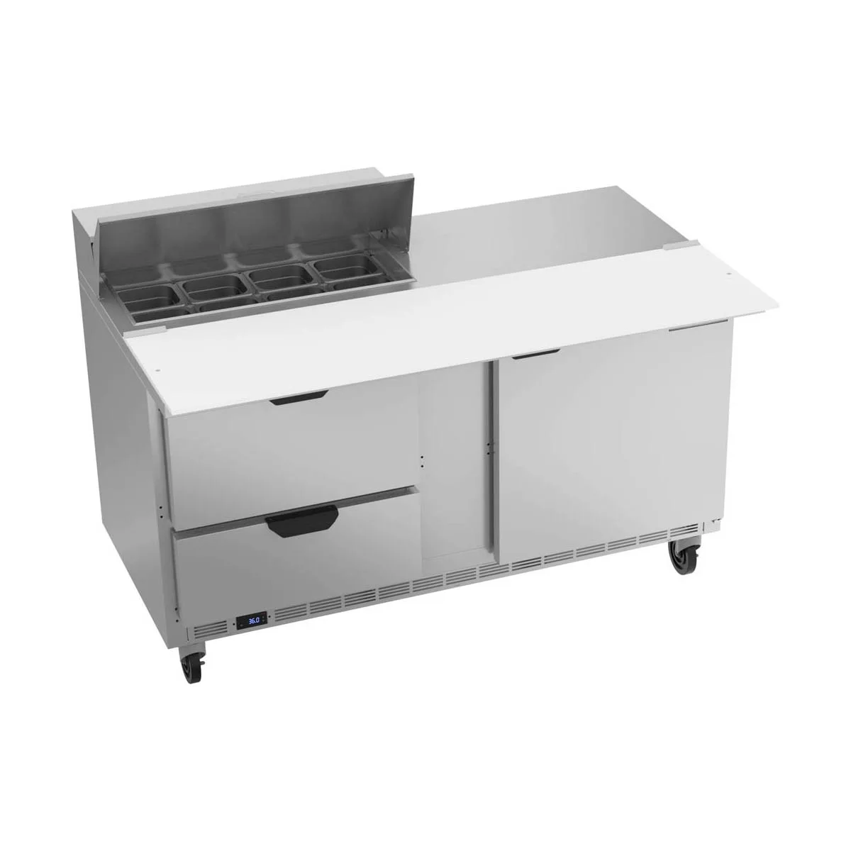 Beverage Air SPED60HC-08C-2 60" Two Section Sandwich/Salad Prep Table w/ 2 Drawers & 1 Door, 8 Pans