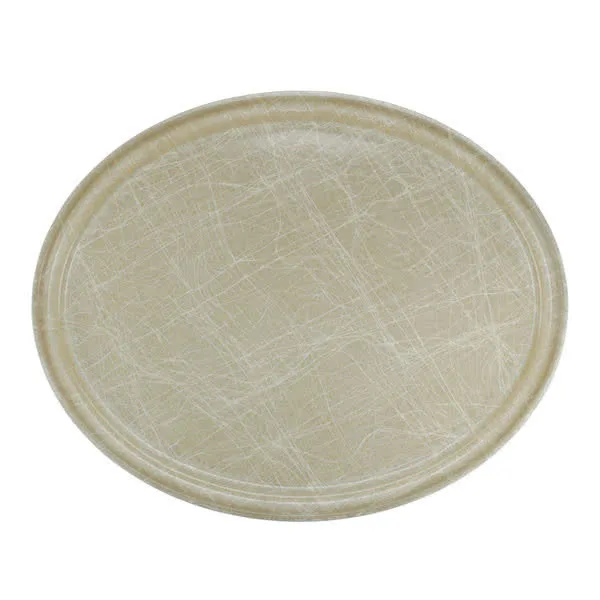 Cambro 2500214 Camtray Oval Tray, 19-1/4" x 24" Fiberglass, Tan, Dishwasher Safe, NSF