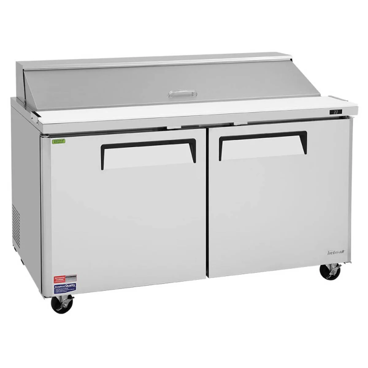 Turbo Air MST-60-N 60" Two Section Sandwich / Salad Prep Table w/ 2 Doors, 16 Pans