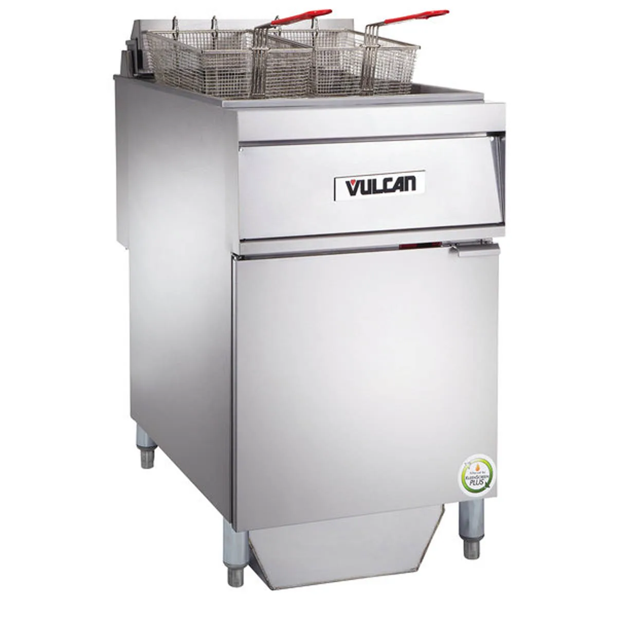 Vulcan 1ER85AF Full Pot Floor Model Electric Fryer w/ 85-lb., Analog Controls, Twin Baskets