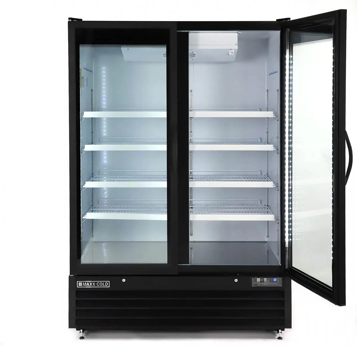 Maxx Cold MXGDM-50FBHC - 54" Glass Door Freezer, Black, 50 cu ft, 1‑1/4 HP, Lockable Doors