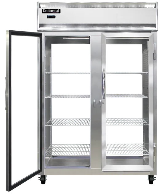 Continental Refrigerator 2RNSSPT-GD-GD 38" 2-Section Glass Door Pass Thru Refrigerator, 50 cu. ft., Top Mounted