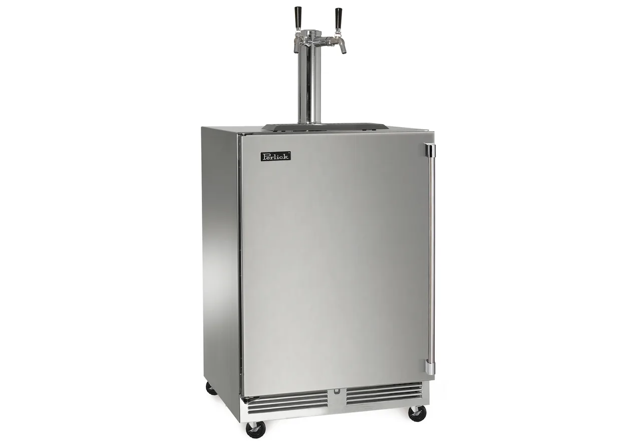 Perlick HC24RS4S-I0-SLFLT Keg Cooler, 23-7/8" W x 24" D x 38-3/8" H, 2‑Tap Beer/Wine, 1/6, 115V NSF