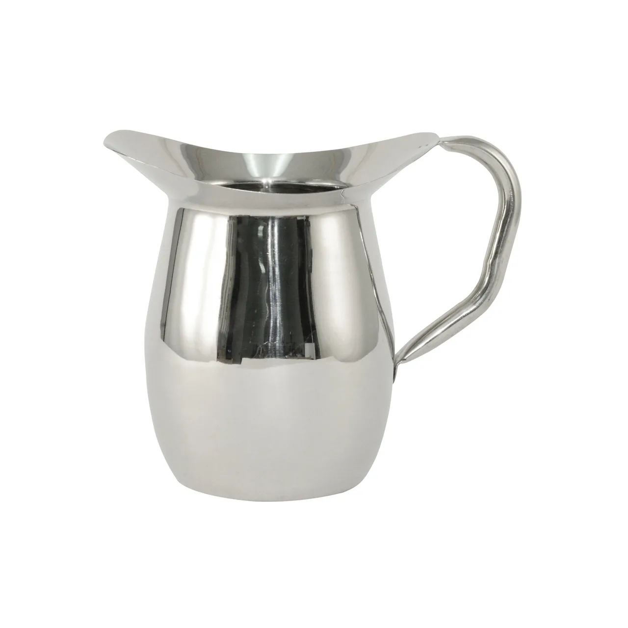 CAC China SWPB-3 Metal Pitcher, 3 Qt (96-128 Oz) Bell‑Shaped Stainless Steel Pitcher with Handle