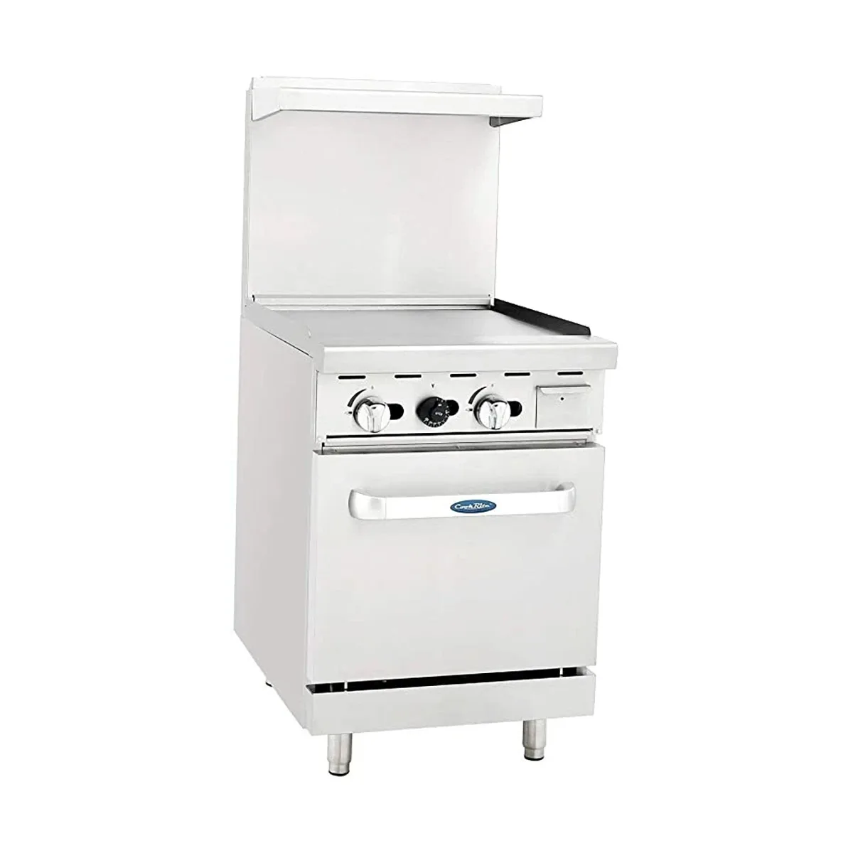 Atosa USA ATO-24G 24" Gas Restaurant Range w/ 24" Full Griddle, (1) Space Saver Oven, 72.000 BTU - Open Box