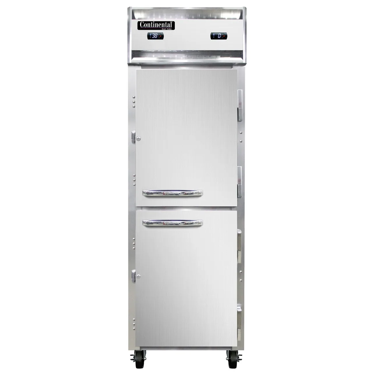 Continental Refrigerator 1RFNSSHD Reach-In Refrigerator Freezer w/ 1-Section, 2 Solid Half Doors