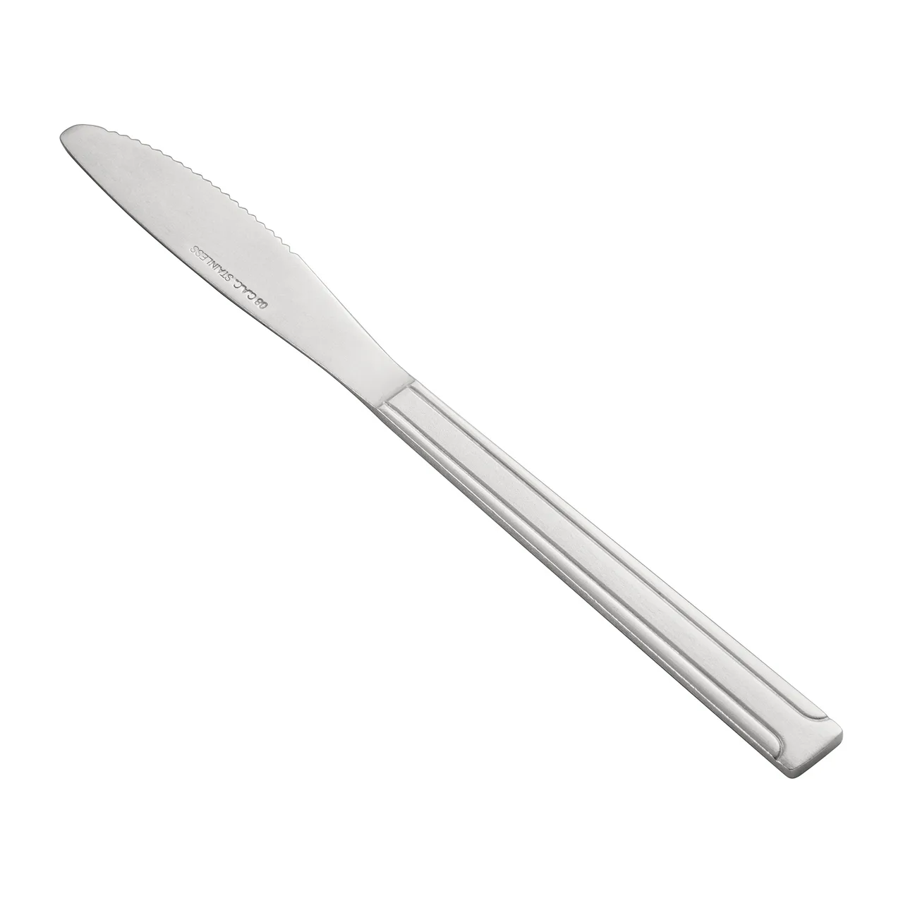 CAC China 2001-08 Dinner Knife, 7-7/8" Solid Handle, 18/0 Stainless Steel Frost Finish - 1 Dozen