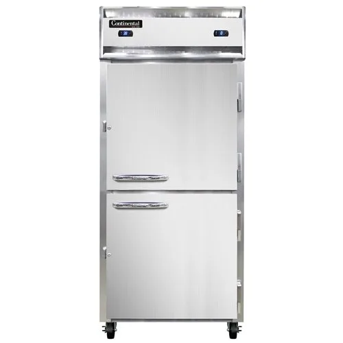 Continental Refrigerator 1RFXNHD 36" 1-Section Reach-In Refrigerator Freezer w/ 2 Solid Half-Doors