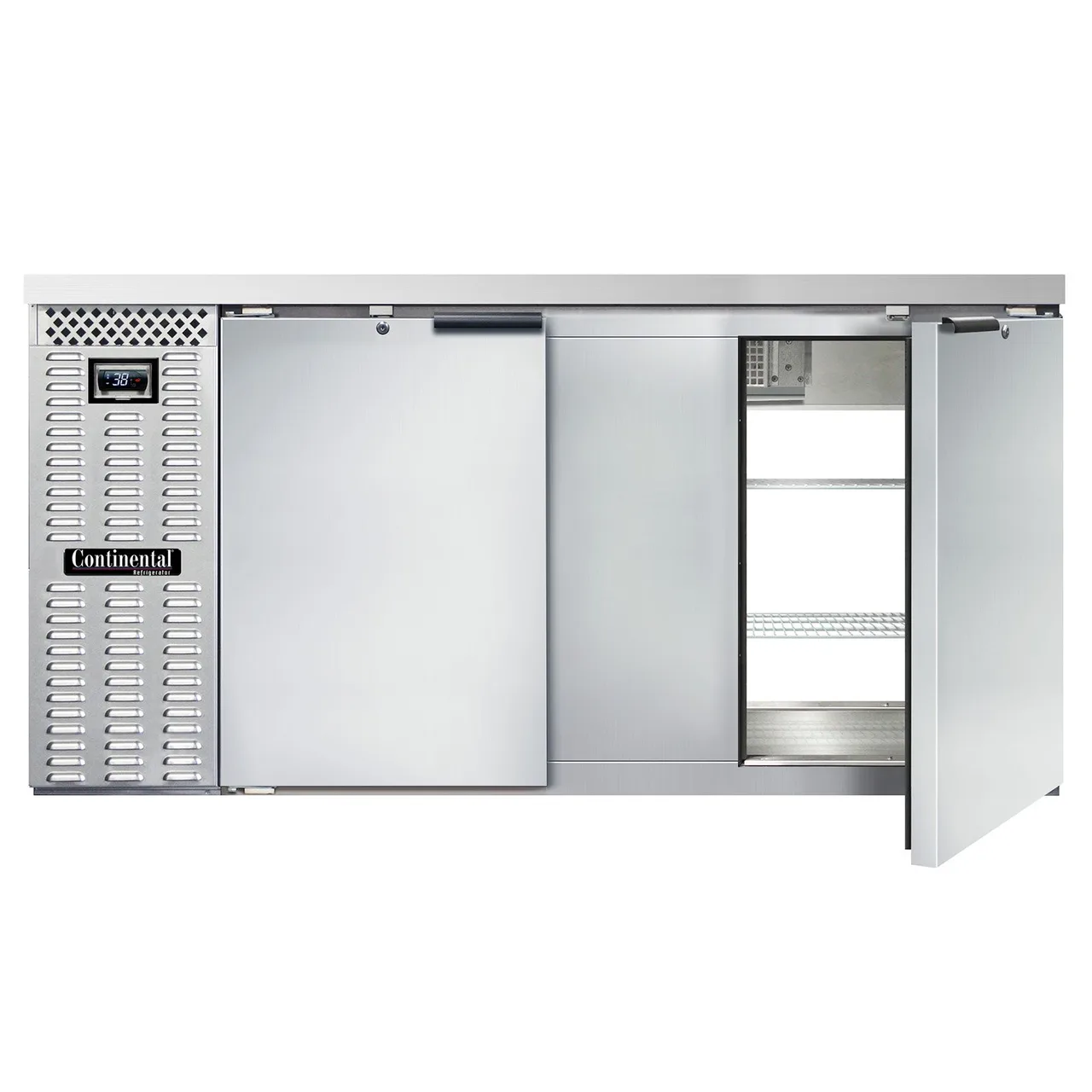 Continental Refrigerator BB69NSSPT Pass-Thru Back Bar Cooler w/ 26 Cu Ft, 4 Solid Doors, 69" W