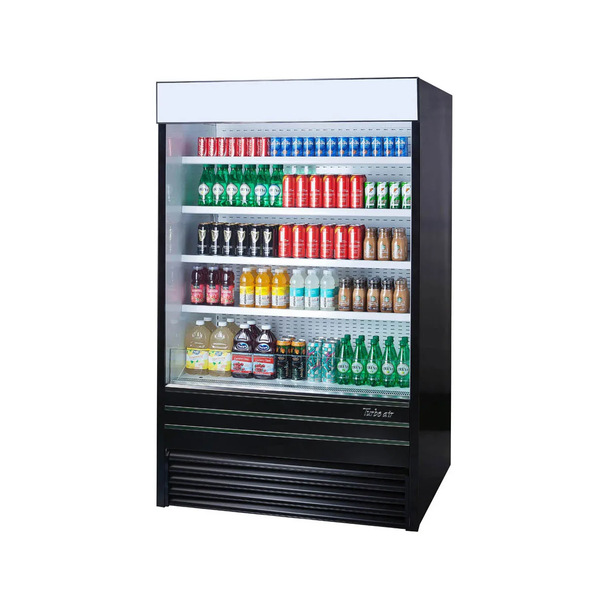 Turbo Air TOM-48EB-N 48" Vertical Open Air Merchandiser in Black, Self-Contained, 4 Shelves
