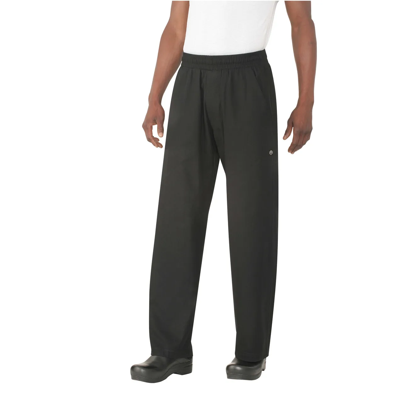 Chef Works BSOL-BLK-XS - Better Built Baggy Pants, XSmall Black 65/35 PolyCotton, Flat Drawstring, Elastic Waistband, Zipper Fly, Cell Phone Pocket, 2 Side & 2 Back Pockets