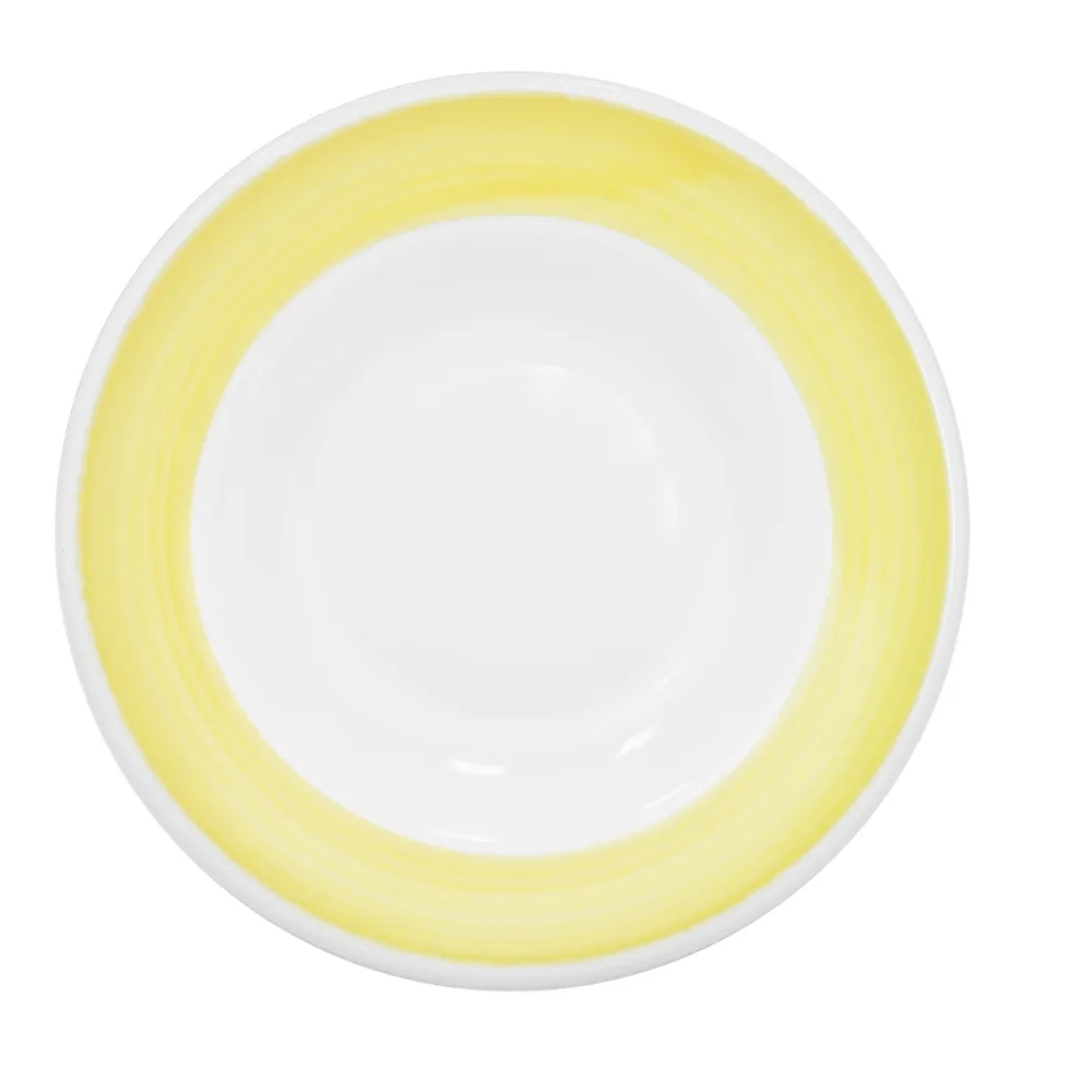CAC China R-125-Y - 30 oz Yellow Rainbow Pasta Bowl, 12‑3/4" Dia, Stoneware, Microwave Safe - 1 Dozen