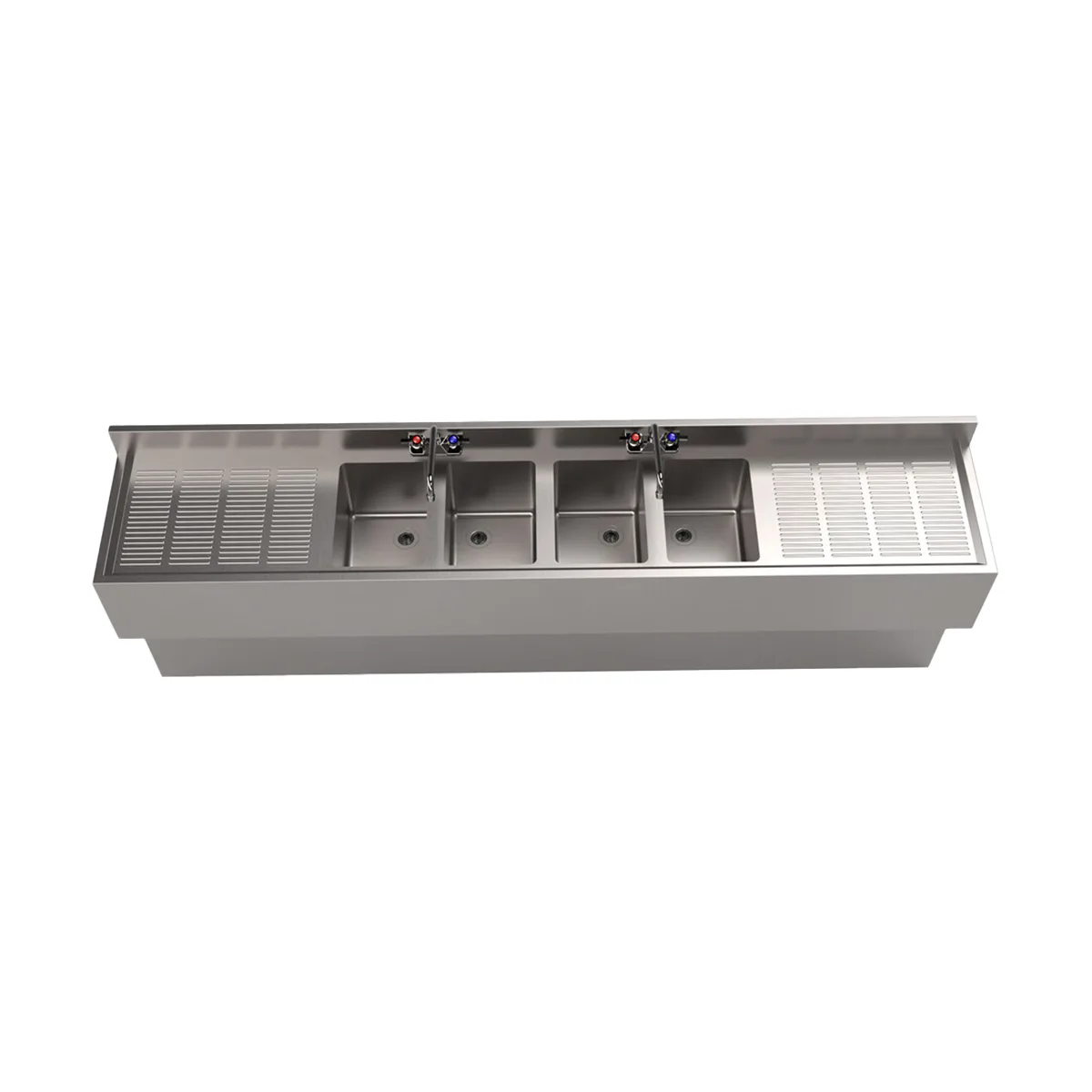BK Resources UBB-18-496TS Underbar Sink Units, 4 Compartment with 2 Drainboards