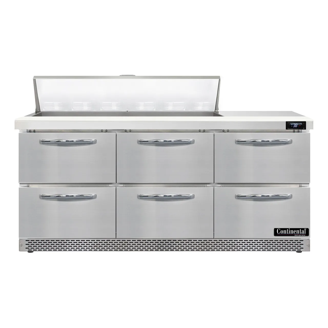 Continental Refrigerator SW72N12-FB-D 72" Sandwich / Salad Prep Table w/ 6 Drawers, 12 Pans