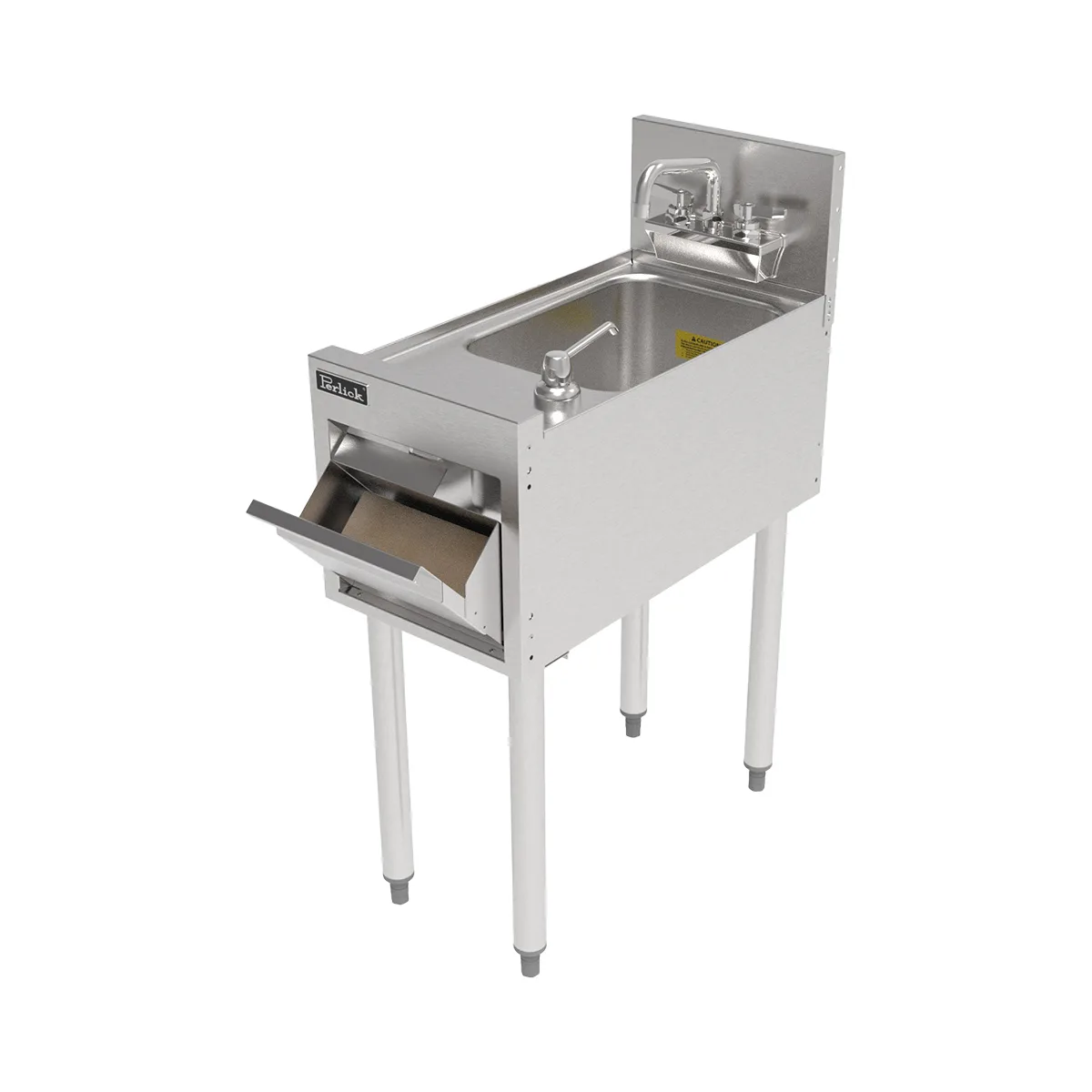 Perlick TSF12HS-STK 12" Underbar Hand Sink Unit w/Soap, Towel Dispenser & 3 Splashes - Quick Ship
