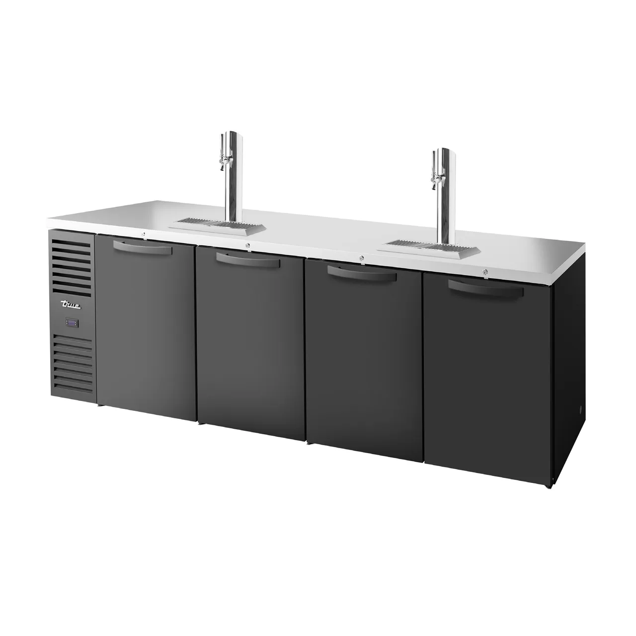True TDR108-RISZ1-L-B-SSSS-1 108" Four Section Solid Door Draft Beer Cooler, 5 Kegs Capacity