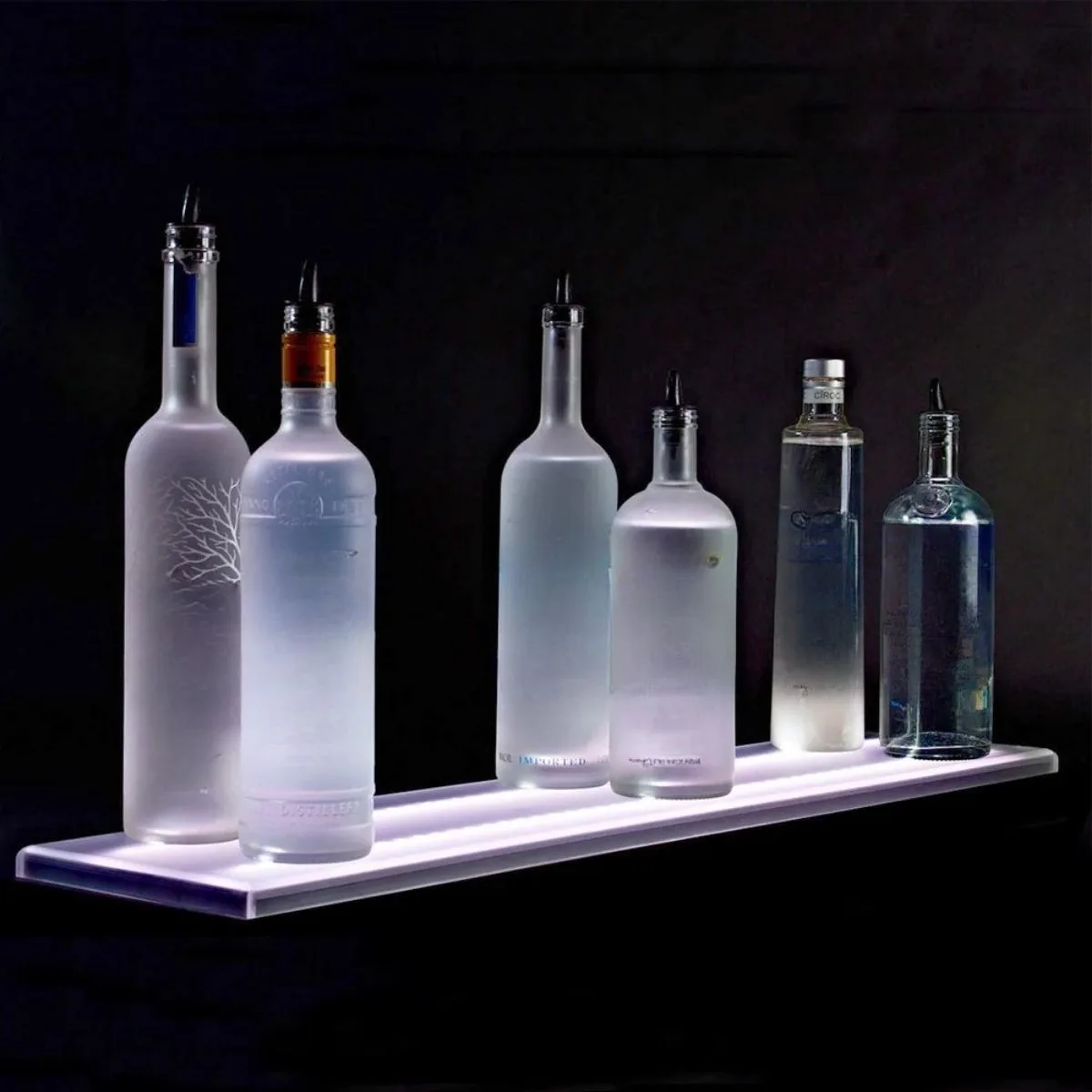 Victory LS6-72L-DW Lighted Liquor Shelf, 72" x 9" Speed Rail, 36, LED Light, 5 Brackets